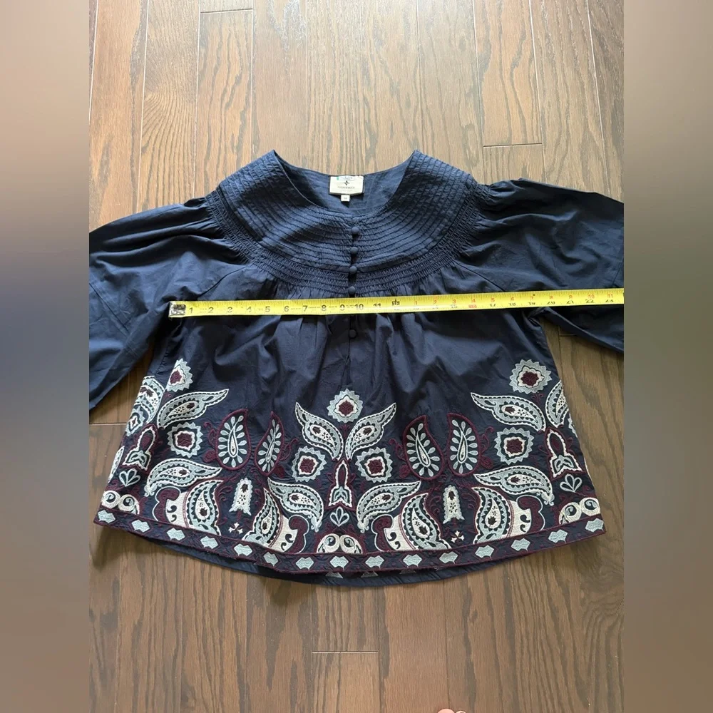 TUCKERNUCK Navy Embroidered Lucia Blouse
